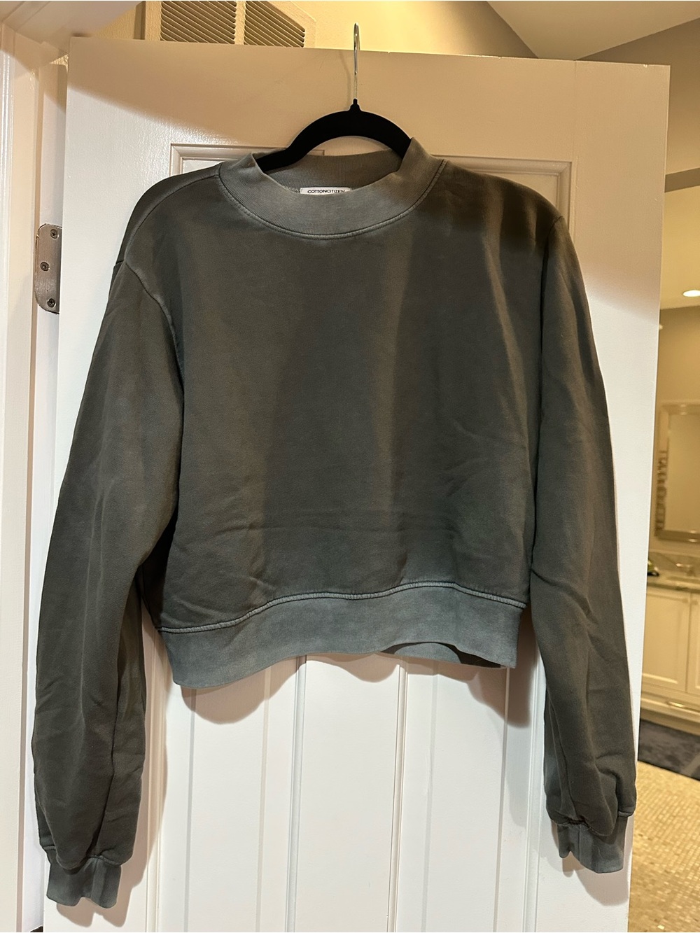 Cotton Citizen Olive Cropped Crewneck Sweatshirt